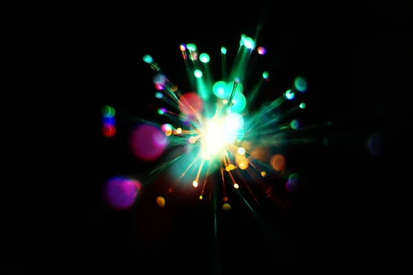 Kleurrijke Lichte Explosie Zwarte Achtergrond Futuristische Behang — Stockfoto