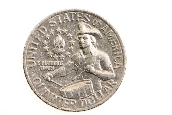 Amerykańskie Monety Metalowe Izolowane Białym — Zdjęcie stockowe