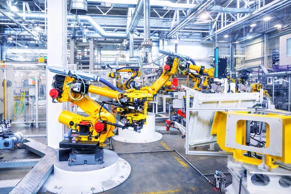 Bras Robotiques Dans Une Usine Automobile — Photo