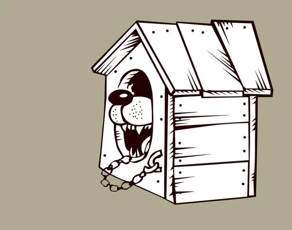 茶色の背景 ベクトル イラストに犬小屋で犬 — ストック写真