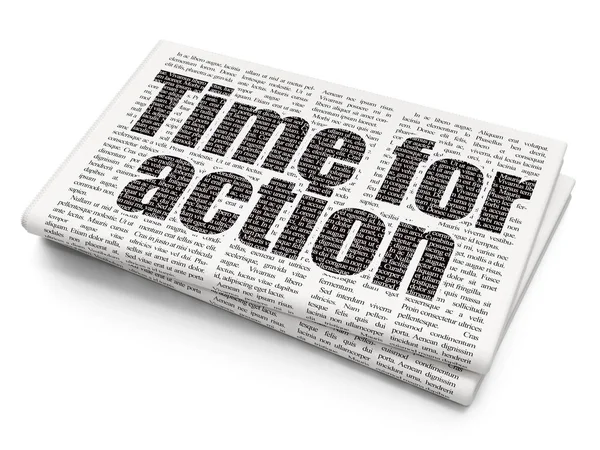 Time Concept Pixelated Black Text Time Action Newspaper Background Rendering — Stock Photo, Image