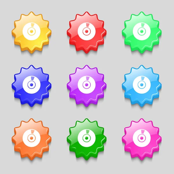 Signo Icono Dvd Símbolos Nueve Botones Ondulados Colores Ilustración —  Fotos de Stock