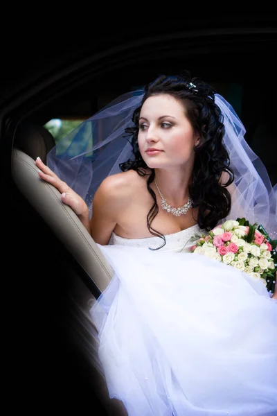 Portrait Bride Sitting Car — Stock Photo, Image