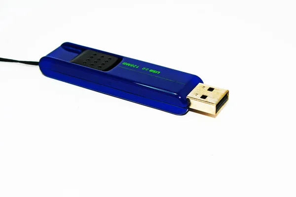 Izolovaná Modrá Jednotka Palce Pro Usb Port — Stock fotografie