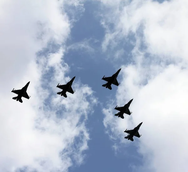 Israeli Air Force Airplanes Five Jet Fighters Parade Honor Independence Royalty Free Stock Photos