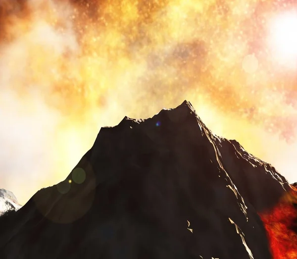 Gewaltiger Vulkanausbruch Land — Stockfoto
