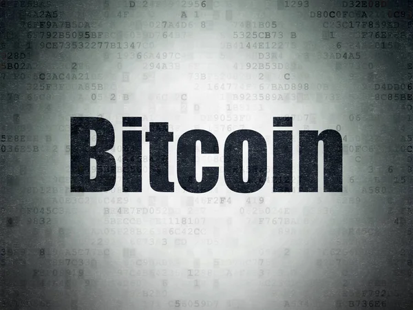 Cryptocurrency Concept Zwart Geschilderd Word Bitcoin Digitale Data Papier Achtergrond — Stockfoto