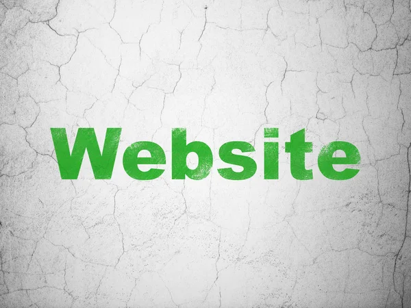 Web Entwicklungskonzept Grüne Website Auf Strukturiertem Betonwandhintergrund — Stockfoto