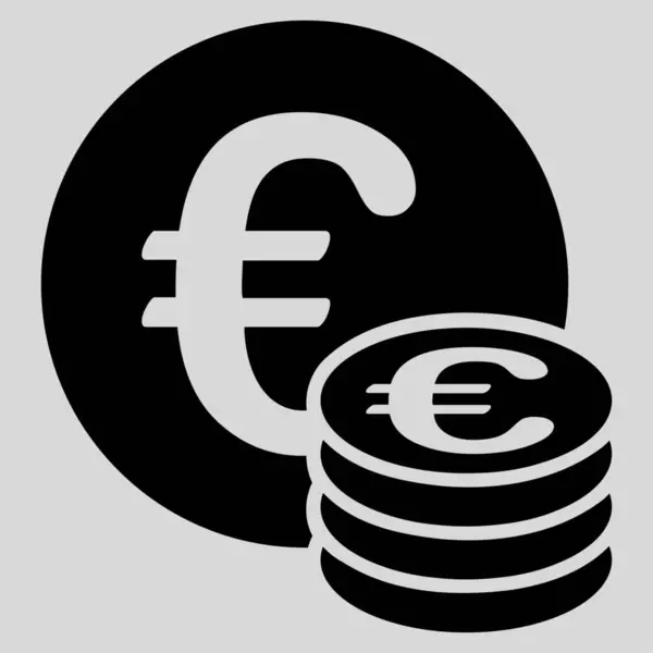 Monedas Euros Estilo Glifo Plano Símbolo Negro Ángulos Redondeados Fondo — Foto de Stock