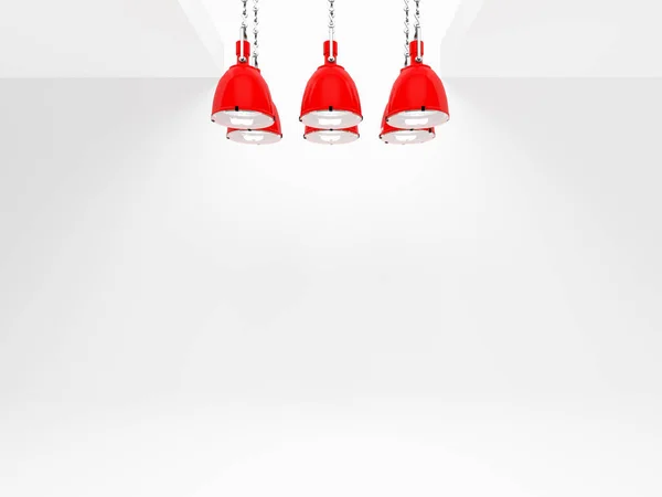 Шесть Высокотехнологичных Красных Ламп Свободном Пространстве — стоковое фото