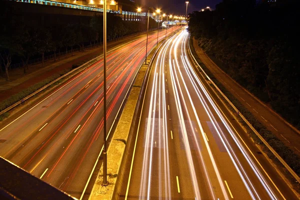 Tráfico Autopista Hong Kong Por Noche —  Fotos de Stock