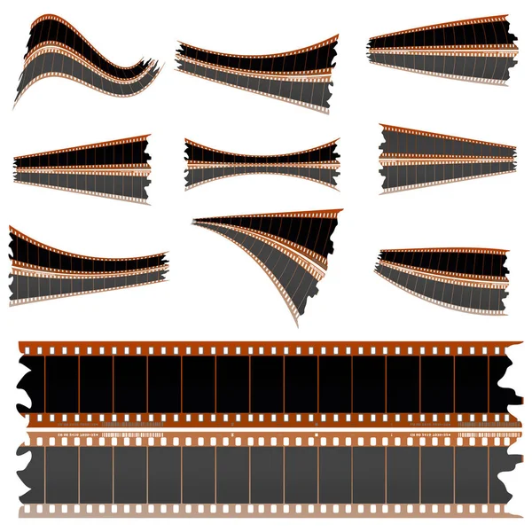 Negative Film Strips Bits Pieces Your Design Isolated Objects White — Stock Photo, Image