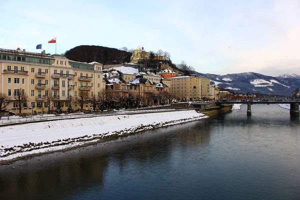Vista Sobre Río Salzach Salzburgo Austria — Foto de Stock
