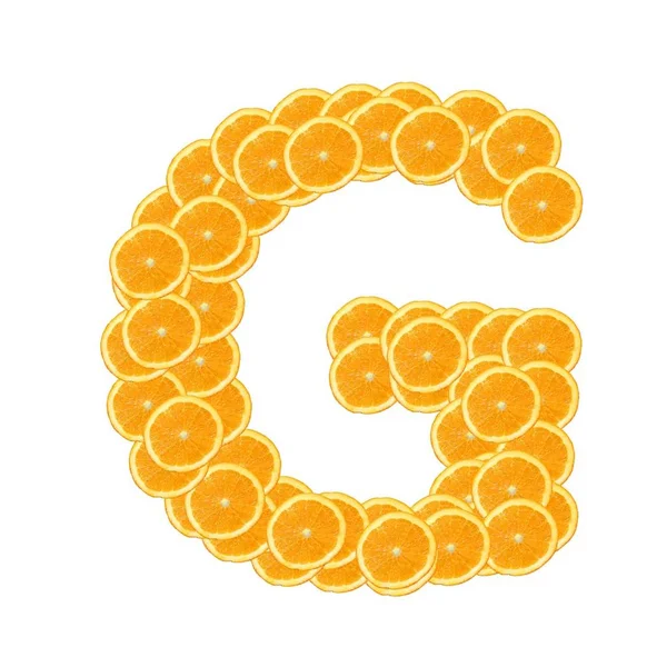 Healthy Orange Fruit Alphabet Font Isolated White Background — Stock Photo, Image