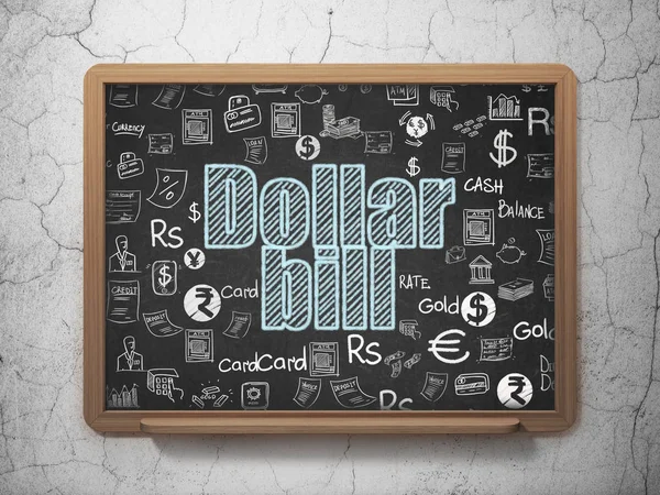 Conceito Bancário Chalk Blue Text Dollar Bill School Board Background — Fotografia de Stock