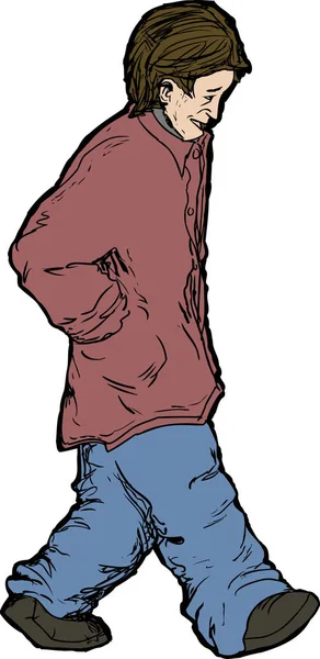 Desenhos Animados Homem Sorrindo Isolado Casaco Andando — Fotografia de Stock
