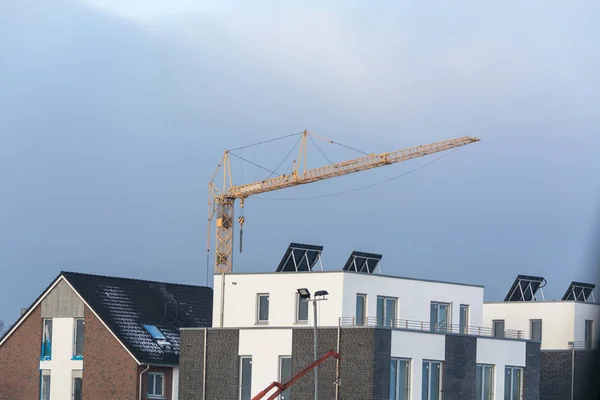 Construction Site Construction Area Row Houses Crane — Stock Photo, Image