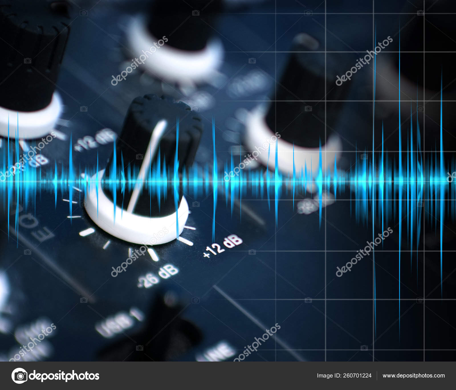 Illustration Music Digital Sound Control Panel Mixer Sound Waves Stock