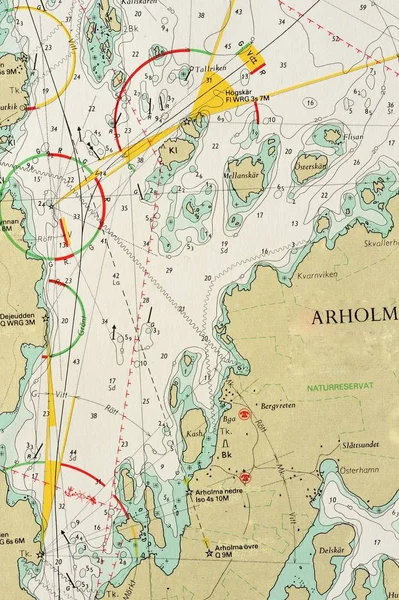 Makro Strzał Starego Wykresu Morskiego Szczegółowo Archipelagu Sztokholmskiego Zdjęcie Jest — Zdjęcie stockowe
