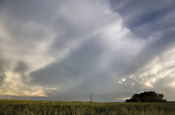 Storm Moln Saskatchewan Prärien Scen Canada Gård — Stockfoto