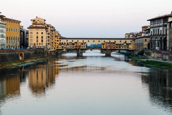 Ponte Vecchio Brug Rivier Arno Florence Bij Morning Italië — Stockfoto