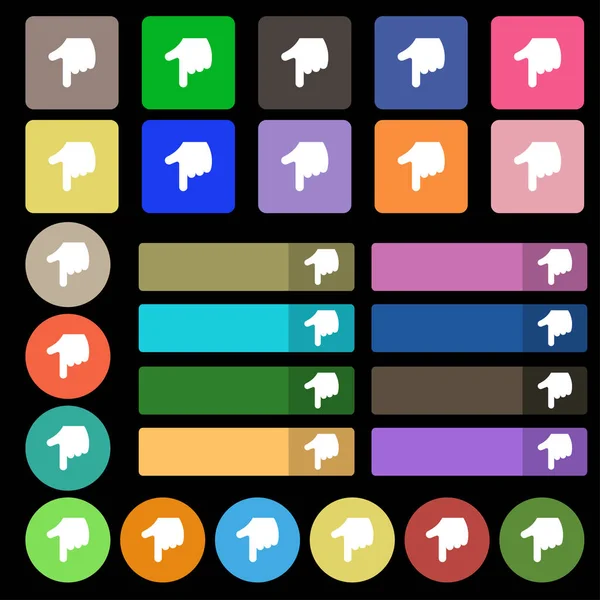 Señalando Signo Icono Mano Set Veintisiete Botones Planos Multicolores Ilustración —  Fotos de Stock