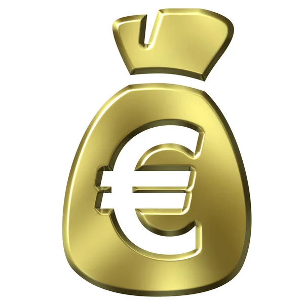 Golden Sack Full Euros Isolated White — Stock Photo, Image