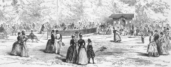 19Th Century Tennis Homburg Germany Engraving 1800S Published Illustrated London — Stock Photo, Image