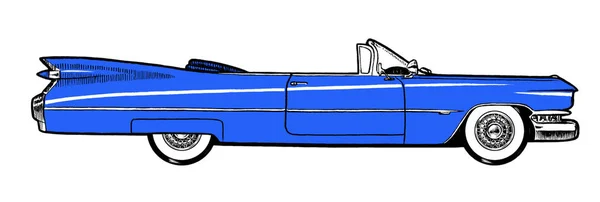 Authentische 1959 Azurblauen Klassischen Retro Auto Isoliert Auf Weißem Hintergrund — Stockfoto