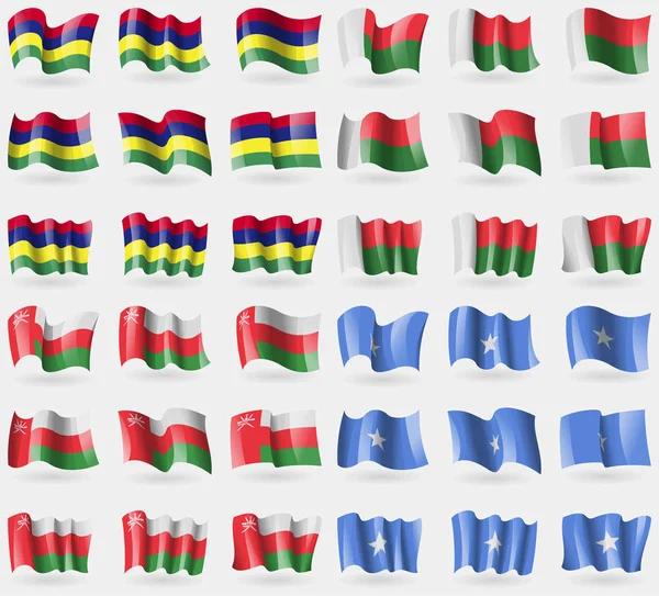 Mauricio Madagascar Omán Somalia Conjunto Banderas Los Países Del Mundo — Foto de Stock