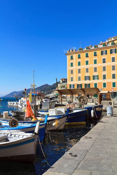 Pequeno Porto Com Barcos Pesca Camogli Ligúria Itália — Fotografia de Stock