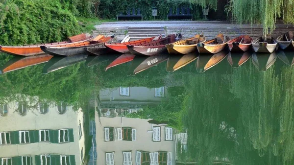 Barcos Rio Neckar Tuebingen Sudoeste Alemanha — Fotografia de Stock