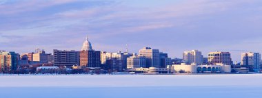 Winter panorama of Madison. Madison, Wisconsin, USA clipart