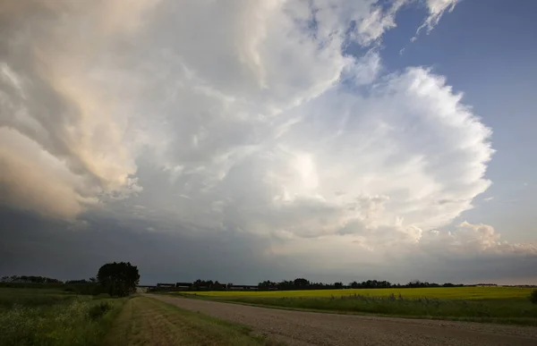 Nuvens Tempestade Canadá Campo Rural Cena Pradaria — Fotografia de Stock