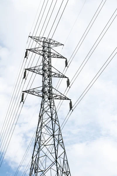 High Voltage Transmission Tower Sky Background — Stock Photo, Image