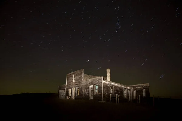 Star Trails Night Photography Saskatchewan Canadá Oscuro — Foto de Stock
