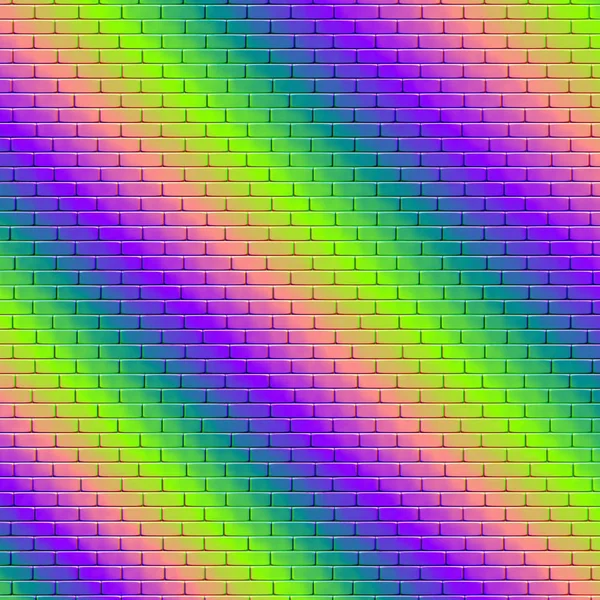 Ουράνιο Τόξο Τοίχου Χρώμα Τούβλο Αποδίδεται Φόντο Φράκταλ — Φωτογραφία Αρχείου