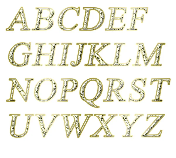 Alfabeto Sobre Fundo Branco Com Textura Dourada — Fotografia de Stock