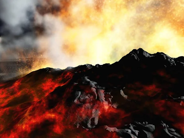 Erupção Vulcânica Enorme Terra — Fotografia de Stock