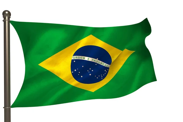 Bandera Brasil Sobre Fondo Blanco — Foto de Stock