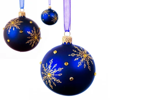 Blue Christmas Balls White Background Isolated — Stock Photo, Image