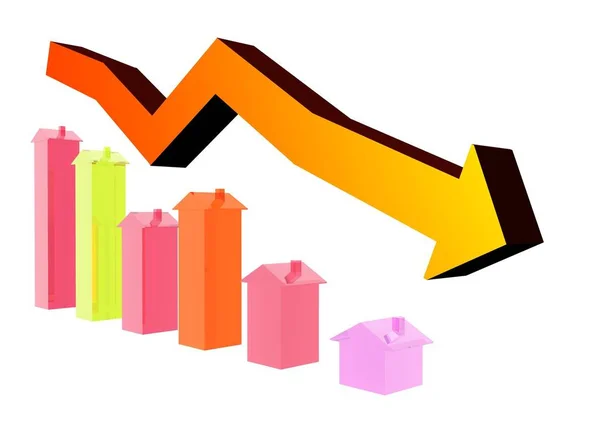 Gráfico Que Demonstra Declínio Mercado Habitação — Fotografia de Stock