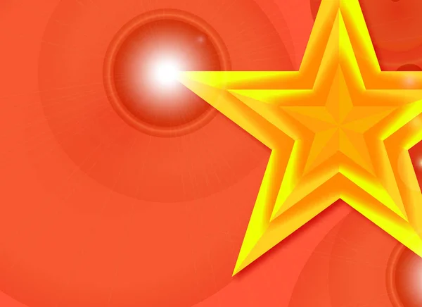 Gelber Stern Mit Glänzendem Plektron Auf Rotem Hintergrund — Stockfoto
