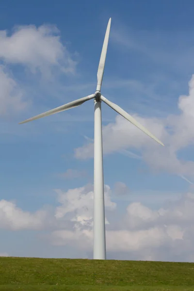 Close Turbina Eólica Produzindo Energia Alternativa Dique Holandês — Fotografia de Stock