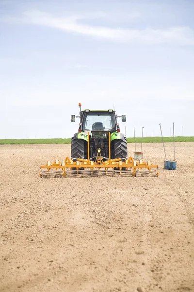 Traktor Auf Einem Feld Albacete Region Aus Spanien Europa — Stockfoto