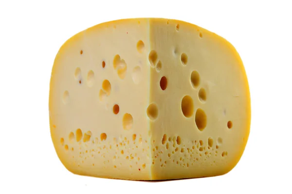 Das Käsestück Ist Isoliert Auf Weißem Hintergrund — Stockfoto
