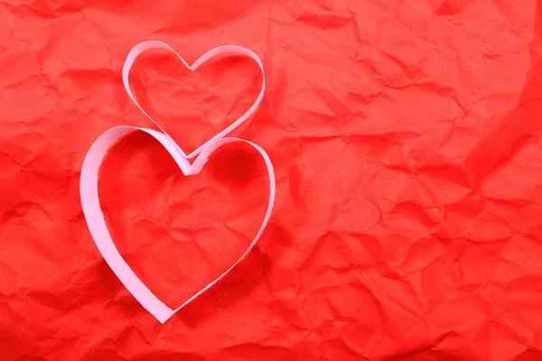 Corações Papel Fundo Vermelho — Fotografia de Stock