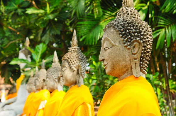 Buddha Statyer Wat Yai Chai Mongkol Temple Ayutthaya Thailand — Stockfoto