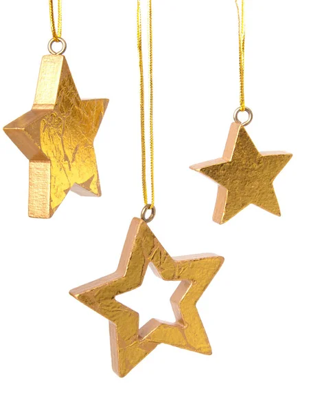 Golden Christmas Stars Isolated White Background — Stock Photo, Image