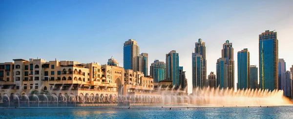 Dancing Fountains Burj Khalifa Dubai Eau — Fotografia de Stock